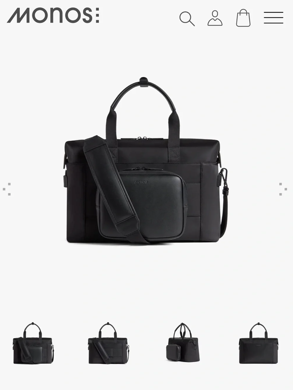 MONOS trolley sleeve Metro Duffel Black Leather-Trim Travel Bag laptop